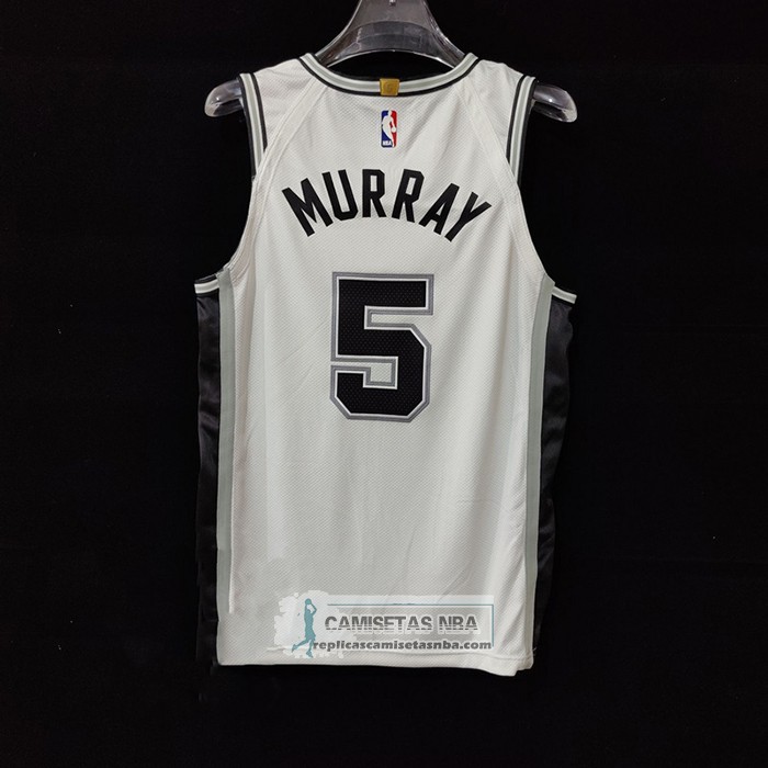 Camiseta San Antonio Spurs Dejounte Murray NO 5 Association Autentico Blanco